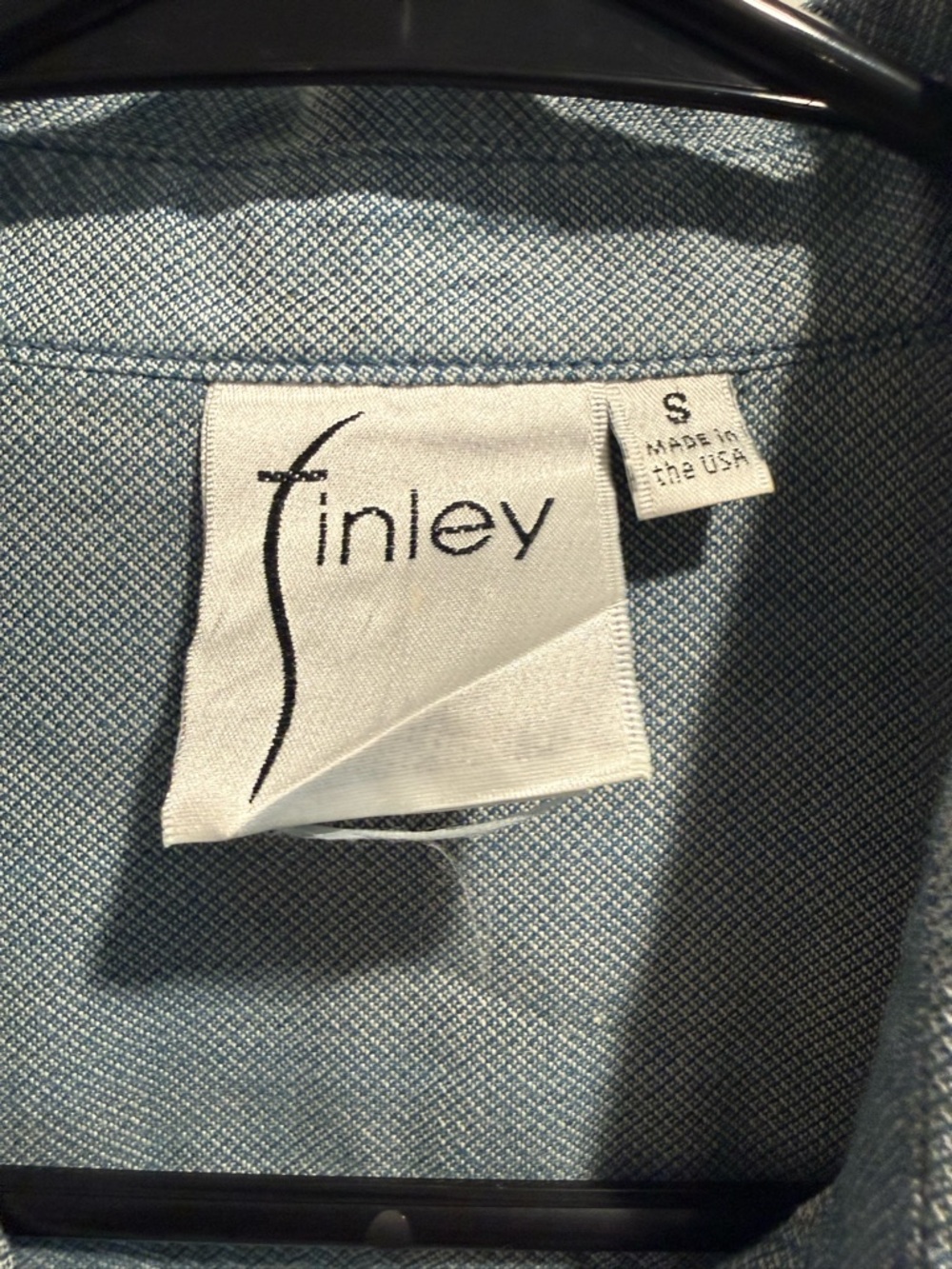 Finley Ali Tie Front Cotton Blouse Blue Size Small Made USA Minimalist Chic - Picture 7 of 8